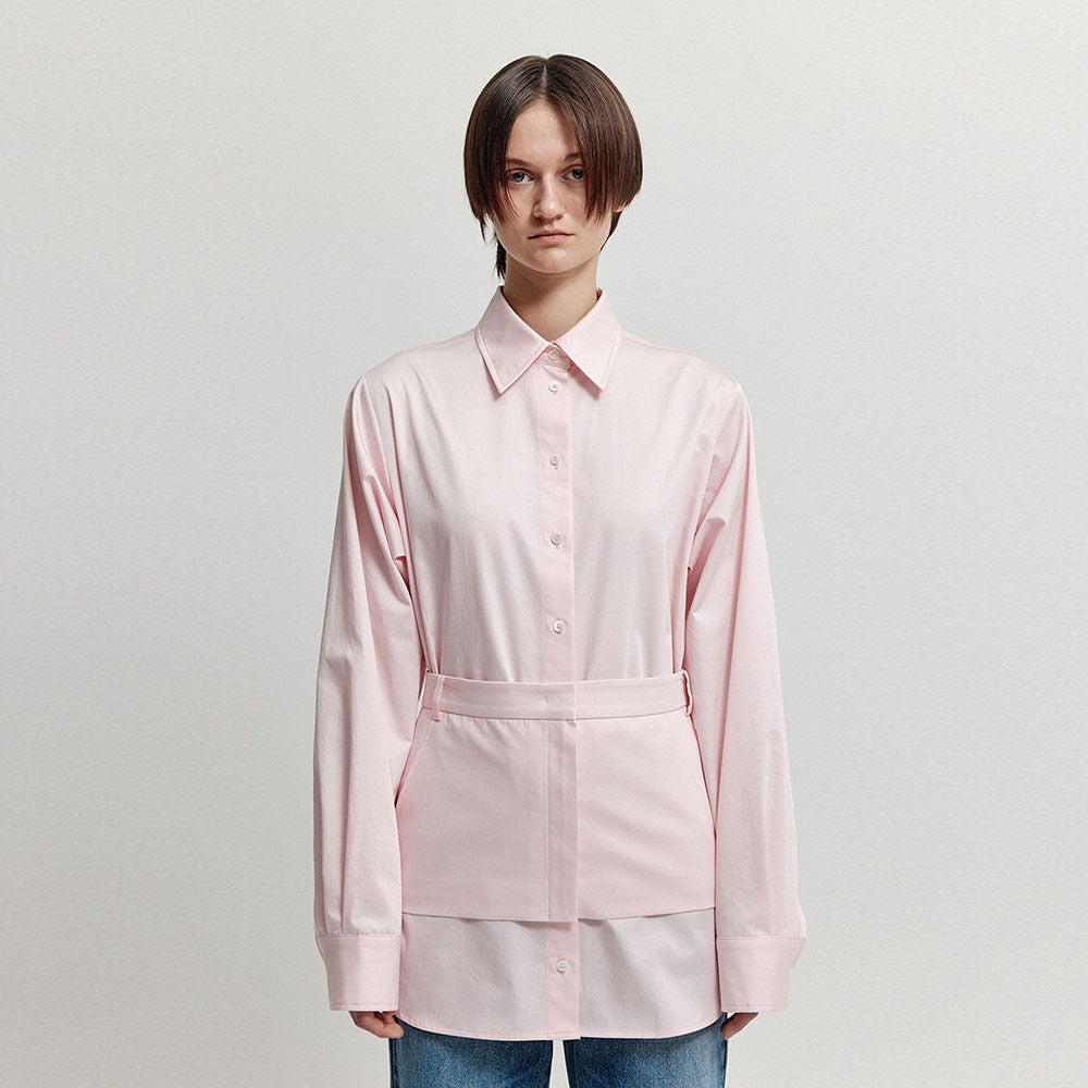 EENK XIRT Oversized Shirt with Skirt Belt - Light Pink