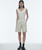 MUSINSA STANDARD WOMAN MUSINSA STANDARD WOMAN Women's Cotton Wide Bermuda Shorts (Cream)