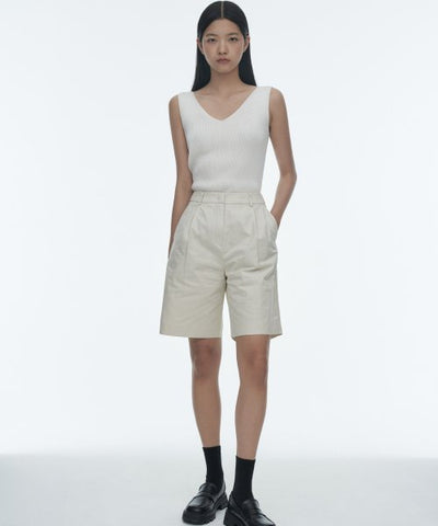 MUSINSA STANDARD WOMAN Women's Cotton Wide Bermuda Shorts (Cream)