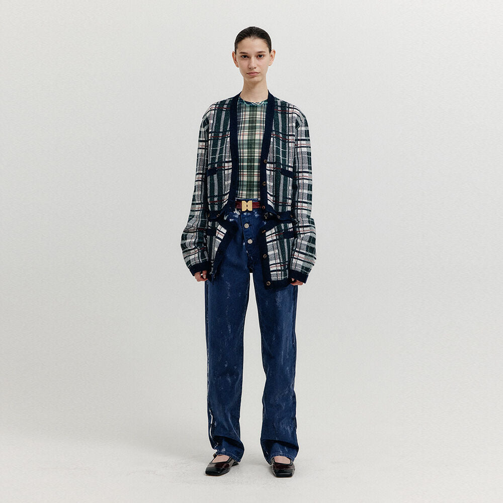 EENK EENK XENEVA Asymmetric Front Denim Pants - Dark Navy