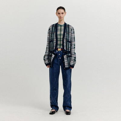 EENK XENEVA Asymmetric Front Denim Pants - Dark Navy