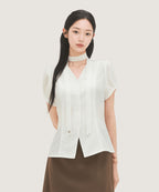 ROEM V-neck tie blouse RMBLG37RT4