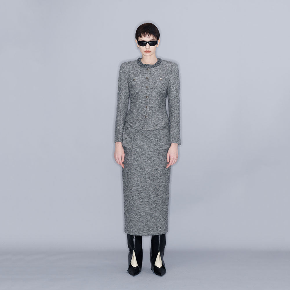 YCH PENCIL SKIRT MELANGE GREY (W23SK501MG)