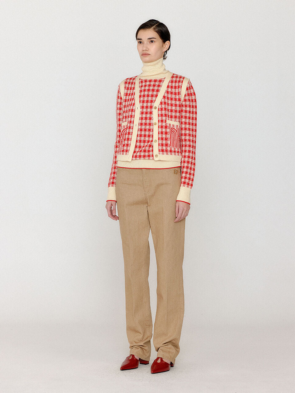 EENK EENK VITA Gingham Check Knit Vest - Red/Ivory