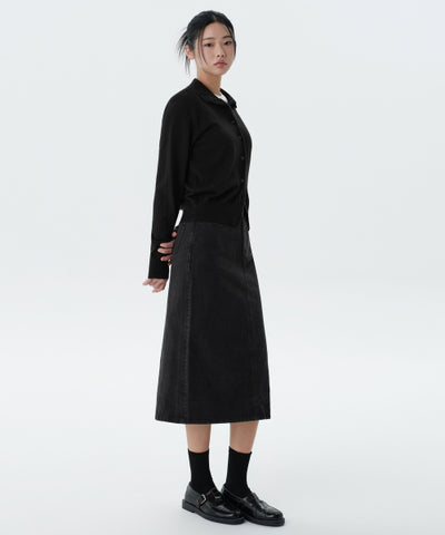 MUSINSA STANDARD WOMAN Women's Denim Midi Skirt (Washed Black)