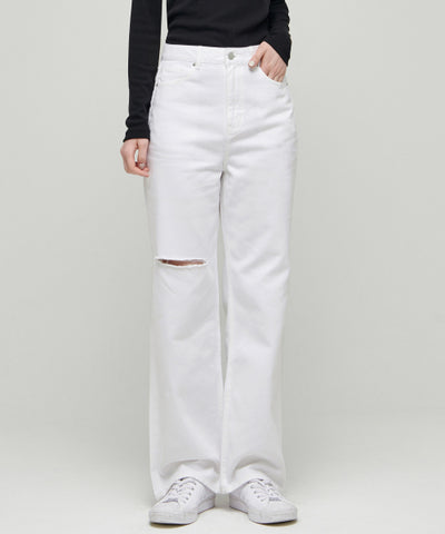 MUSINSA STANDARD WOMAN Women's Denim Pants Loose Straight [White]