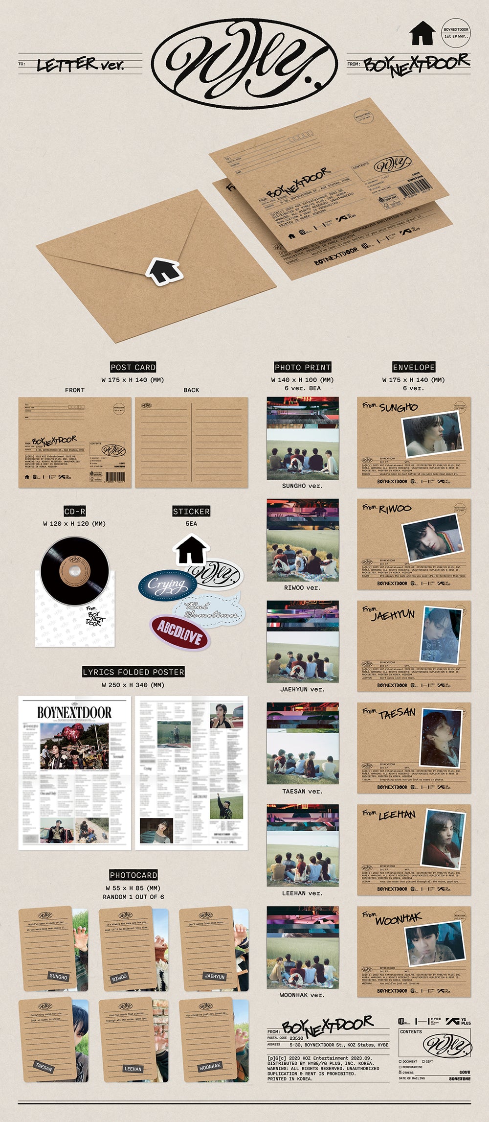 BOYNEXTDOOR - WHY.. / 1st EP Album (LETTER ver.) detail 3