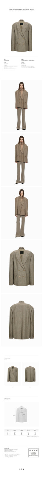 YCH GOLD BOTTON-DETAIL OVERSIZE JACKET BROWN (W24JK2011BR)