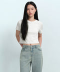 MUSINSA STANDARD WOMAN MUSINSA STANDARD WOMAN Crew Neck Crop T-Shirt Cream