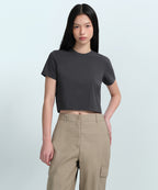 MUSINSA STANDARD WOMAN MUSINSA STANDARD WOMAN Crew Neck Crop T-Shirt (Dark Gray)