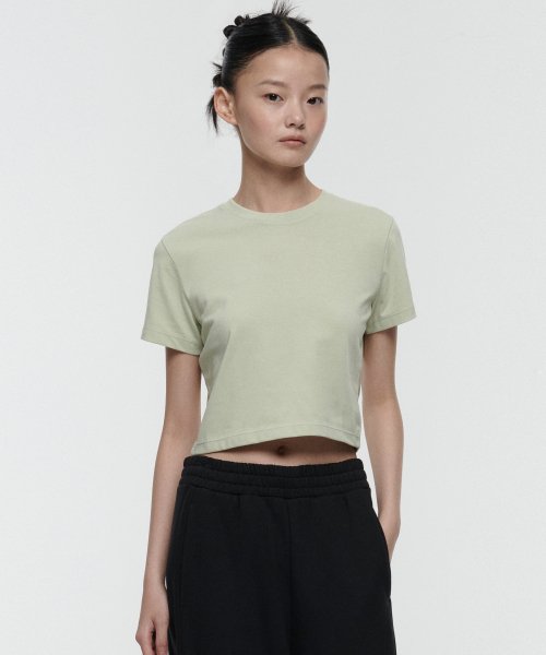 MUSINSA STANDARD WOMAN MUSINSA STANDARD WOMAN Crew Neck Crop T-Shirt Pale Green