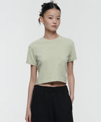 MUSINSA STANDARD WOMAN MUSINSA STANDARD WOMAN Crew Neck Crop T-Shirt Pale Green