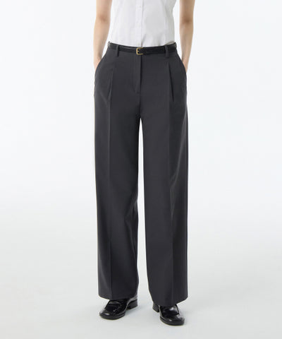 MUSINSA STANDARD WOMAN Slacks Waist Bandless [Gray]