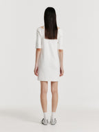 EENK YENDER Half Sleeve Cutout Dress - White