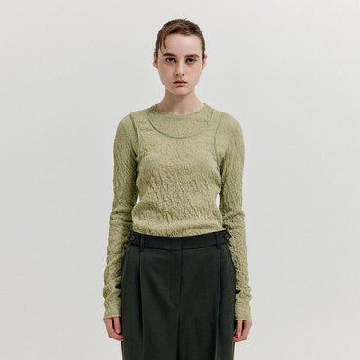 EENK T-Shirt Layered Jersey Top - Green