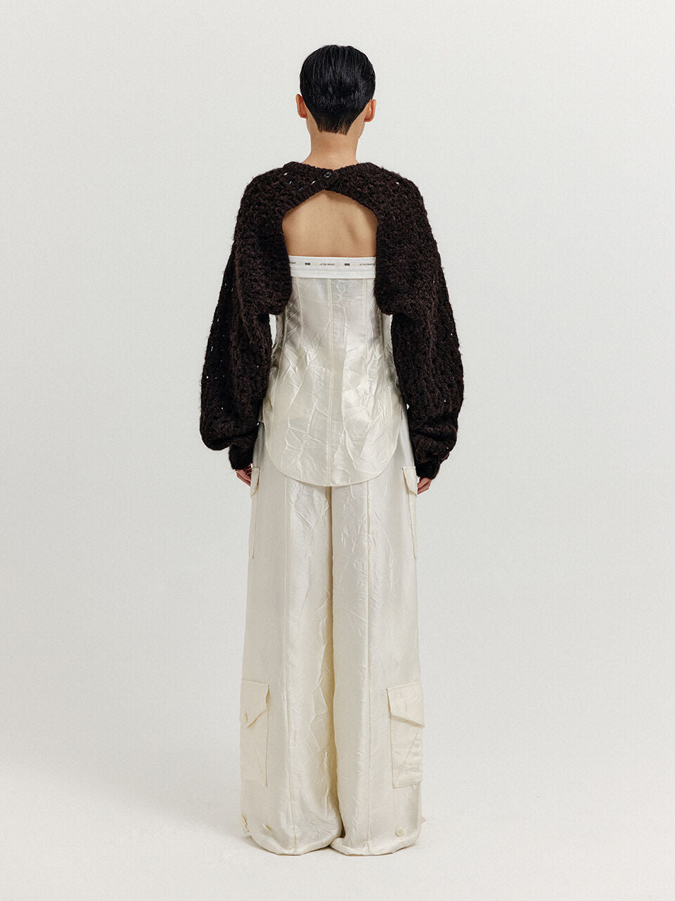 EENK EENK XEKO Open Back Crop Knit Top - Brown