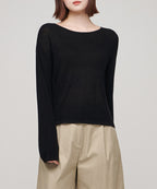 MUSINSA STANDARD WOMAN MUSINSA STANDARD WOMAN Women's Knitwear Boat Neck Sheer Knit [Black]