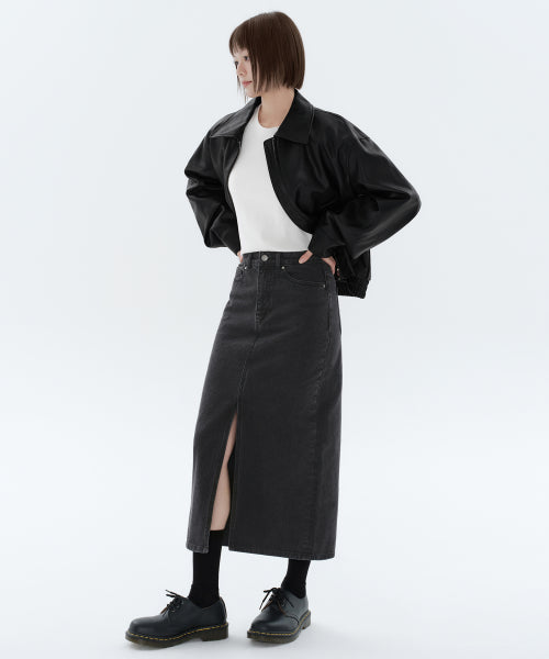 MUSINSA STANDARD WOMAN MUSINSA STANDARD WOMAN Women's Denim Long Skirt (Washed Black)