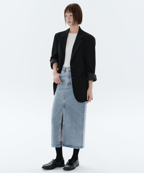 MUSINSA STANDARD WOMAN MUSINSA STANDARD WOMAN Denim Long Skirt Front Slit