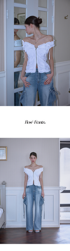 RoséFrantz Two-way Frill Ribbon Sleeveless [White]