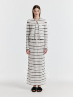 EENK YOZO Jacquard Stripe Knit Cardigan - Ivory/Black