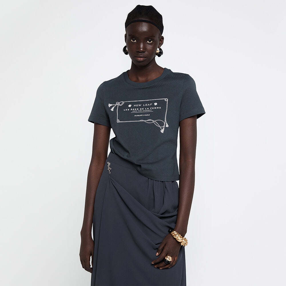 YCH FRAMED CROP T-SHIRT GREY (R25TS11051GY)