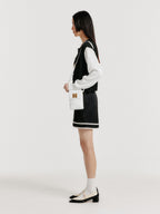 EENK EENK YOLI Stitched Color Block Knit Cardigan - Black/White