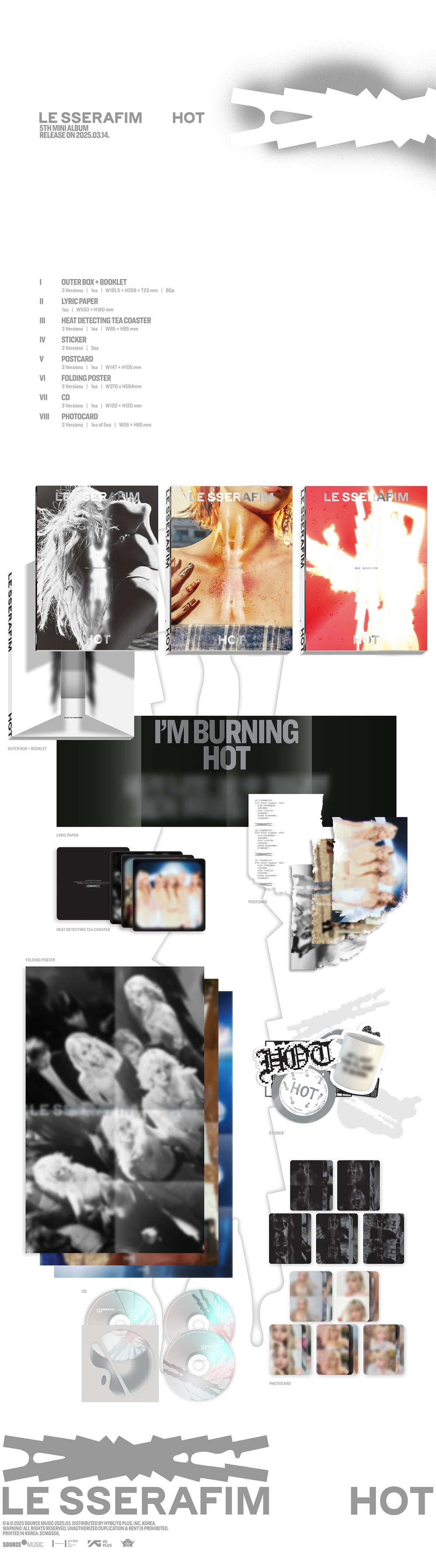 LE SSERAFIM - HOT / 5th Mini Album (3 Types Set) detail 6