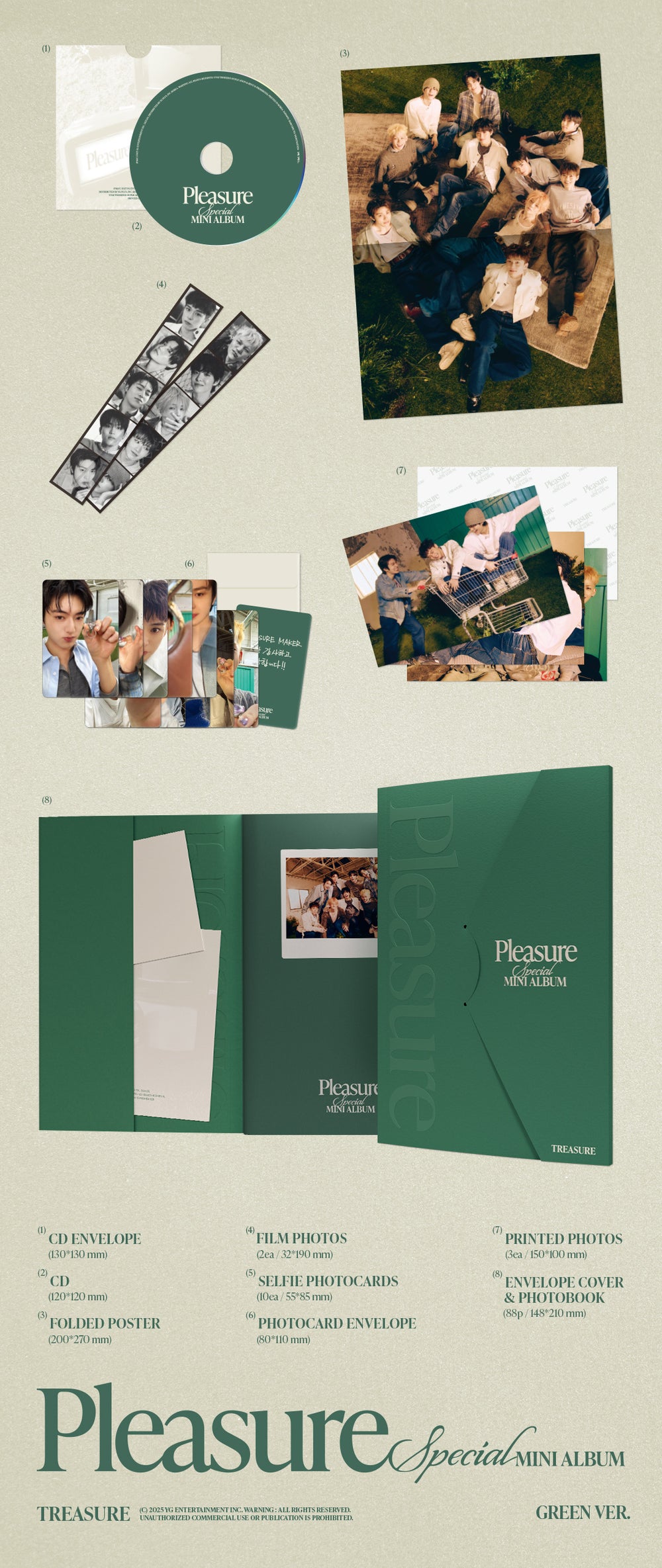 TREASURE - PLEASURE / Special Mini Album [YELLOW VER.] [GREEN VER.] (2 Types SET) detail 6