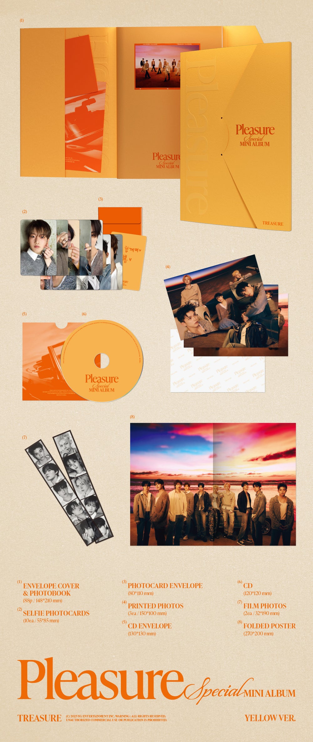TREASURE - PLEASURE / Special Mini Album [YELLOW VER.] [GREEN VER.] (2 Types SET) detail 5