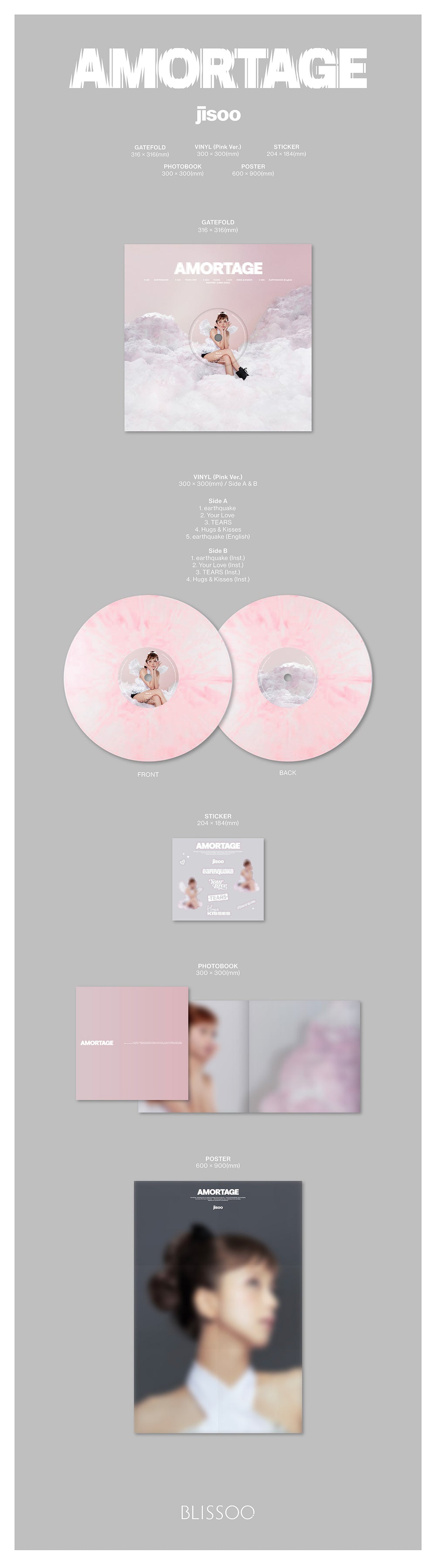 JISOO - AMORTAGE / Mini Album Vinyl (Pink ver.) detail 5