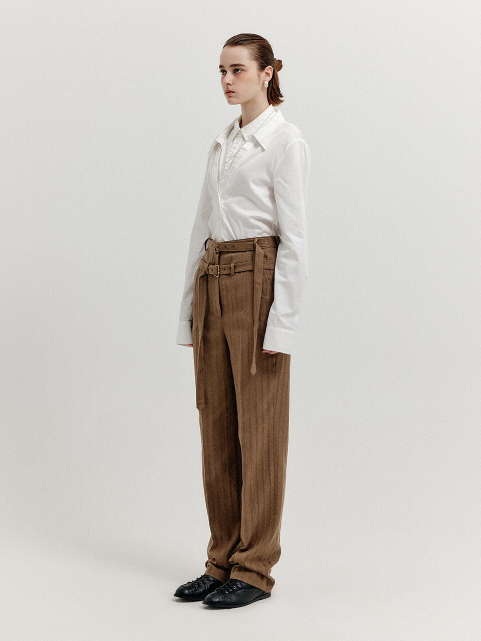 EENK EENK XIOM Double-Belt Straight Pants - Camel