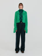 EENK ZIGGY Textured Collar Knit Cardigan - Green