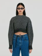 EENK ZABELLE Mockneck Textured Knit Pullover - Black/White