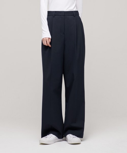MUSINSA STANDARD WOMAN MUSINSA STANDARD WOMAN Women's High Waist Wide Slacks (Navy)