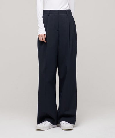 MUSINSA STANDARD WOMAN Women's High Waist Wide Slacks (Navy)