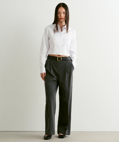 MUSINSA STANDARD WOMAN Slacks High Waist Wide [Medium Gray]