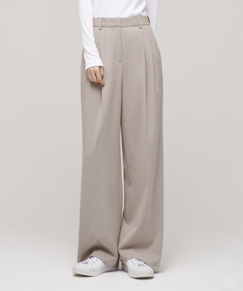 MUSINSA STANDARD WOMAN MUSINSA STANDARD WOMAN Women's High Waist Wide Slacks (Light Beige)