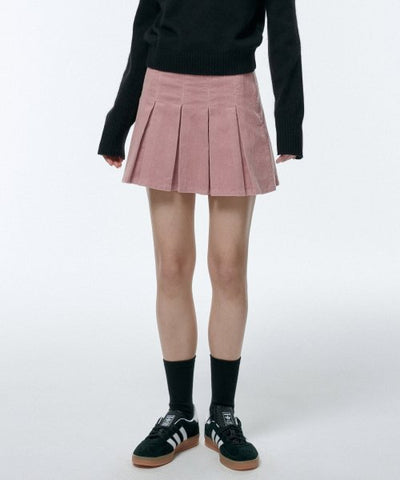 MUSINSA STANDARD WOMAN Women's Corduroy Pleated Mini Skirt [Pink]