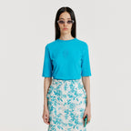 EENK YOL Lace Trimed T-Shirt - Blue