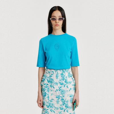 YOL Lace Trimed T-Shirt - Blue