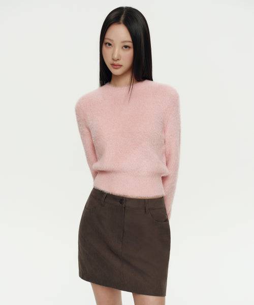 MUSINSA STANDARD WOMAN MUSINSA STANDARD WOMAN Women's Fuzzy Crew Neck Knit Indian Pink