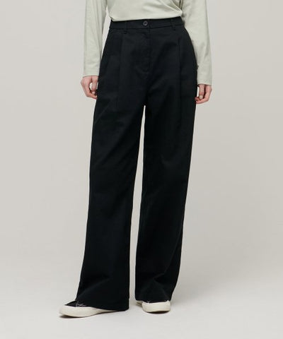 MUSINSA STANDARD WOMAN Women's Two-Tuck Wide Chino Pants [Black]
