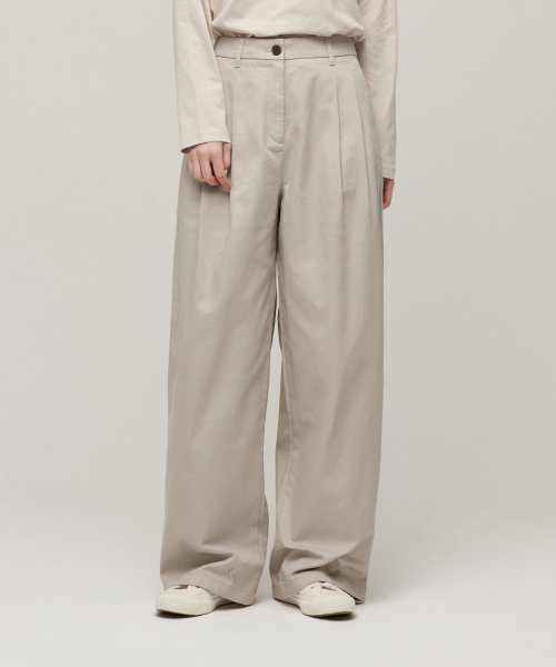 MUSINSA STANDARD WOMAN MUSINSA STANDARD WOMAN Women's Two-Tuck Wide Chino Pants [Light Beige]