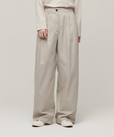 MUSINSA STANDARD WOMAN Women's Two-Tuck Wide Chino Pants [Light Beige]