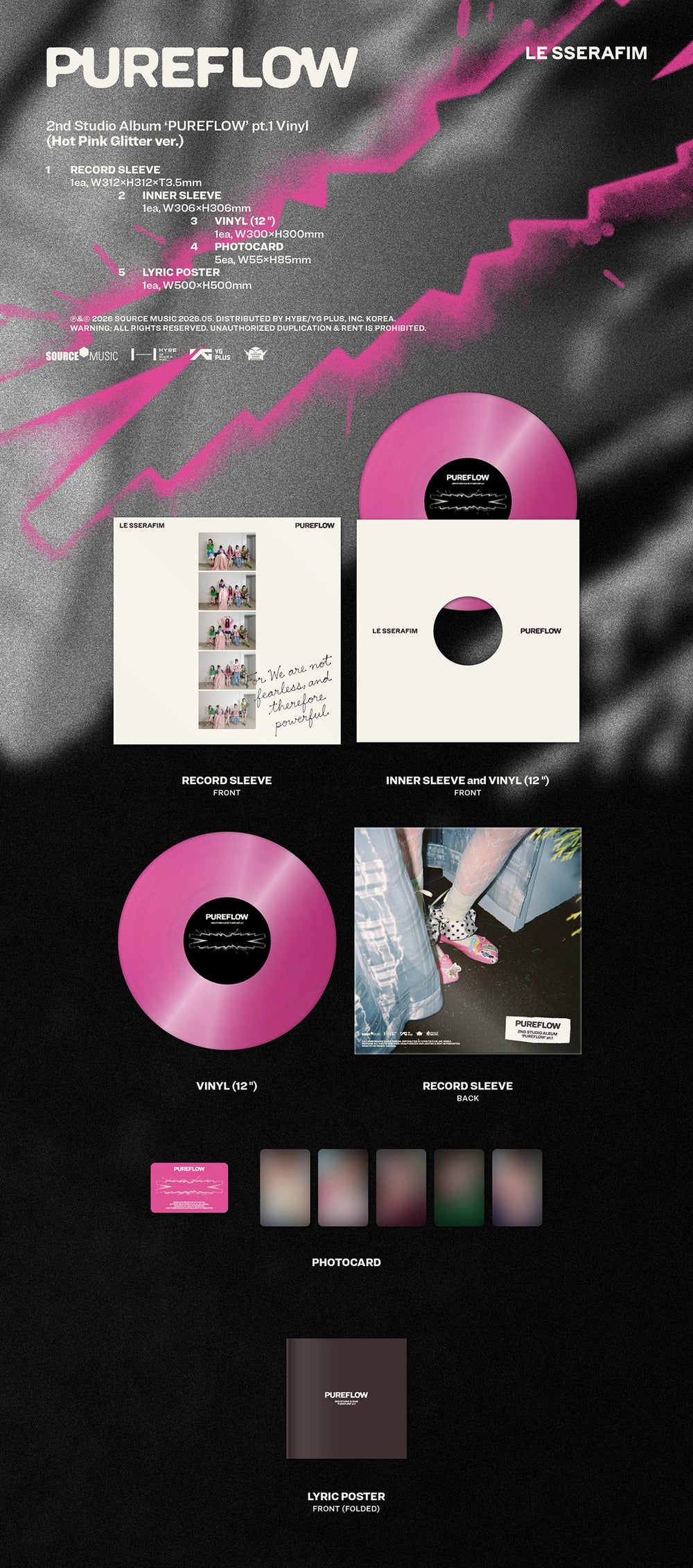 LE SSERAFIM - 'PUREFLOW’ pt.1 / 2nd Album Studio Album (Vinyl) (2 Types Set) detail 6
