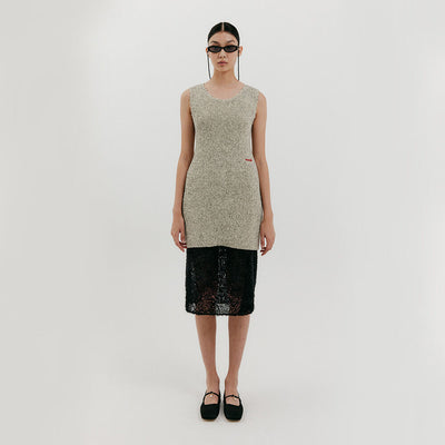 SSleeveless Knit Mini Dress - Beige