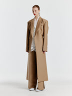 EENK YALE Peaked lapel Tailored Long Coat - Beige