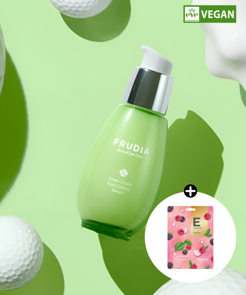 FRUDIA [Pore Shrinkage] Green Grape Pore Control Serum (+ Free Bokbunja Mask Pack)