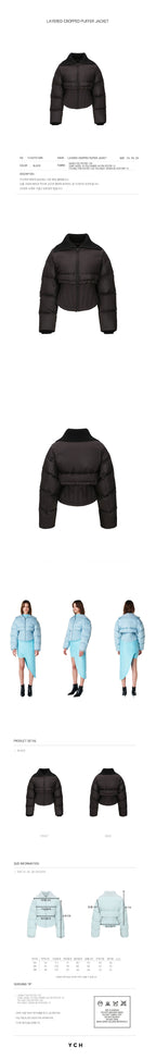 YCH LAYERED CROPPED PUFFER JACKET BLACK (F23OT010BK)